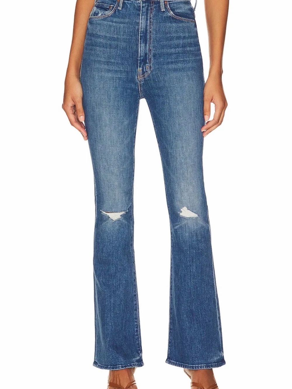 NWT Mother Tippy Top Cruiser Sneak in Globe Trotter High Rise Flare Jeans 28